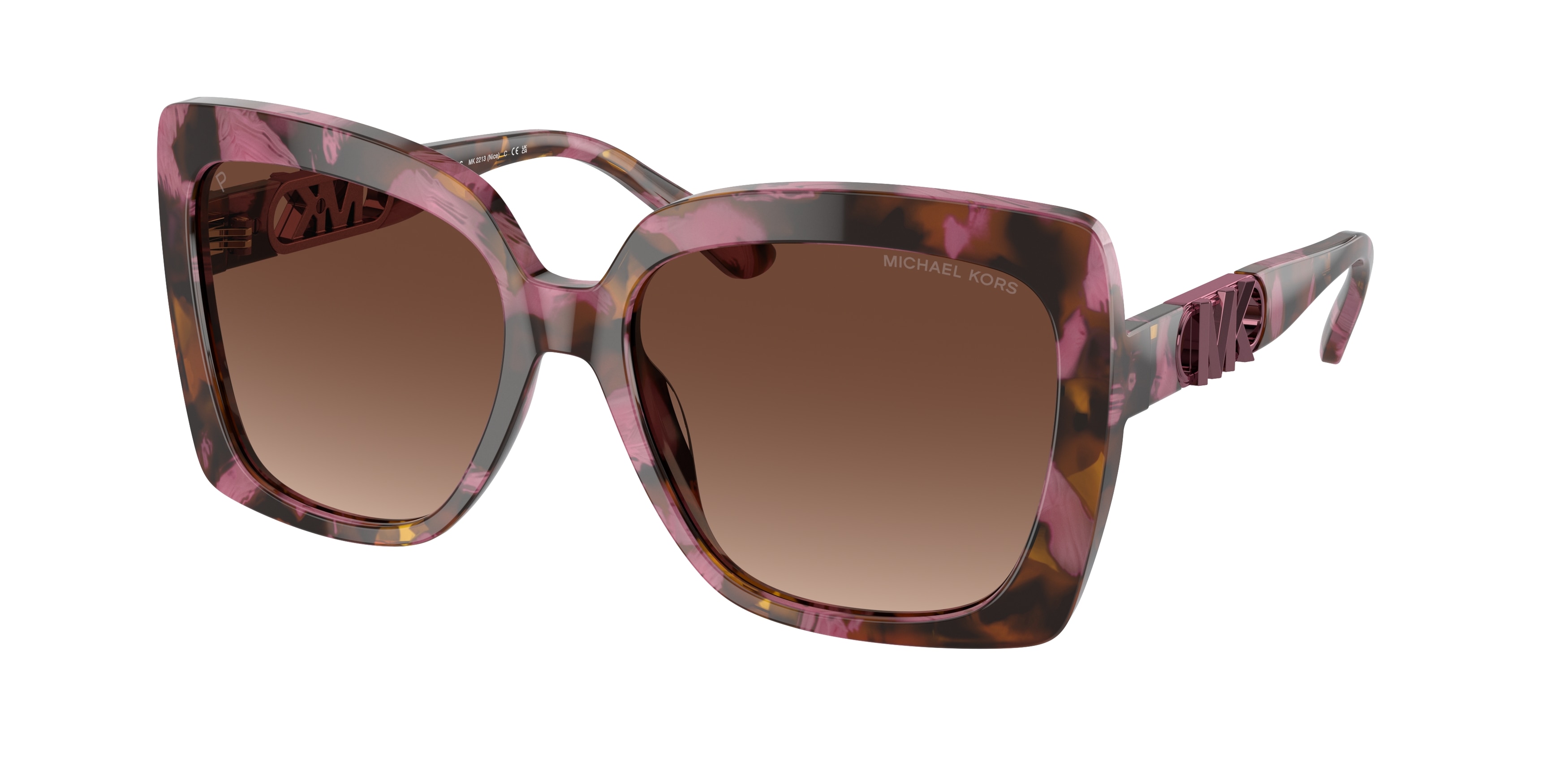 Michael Kors Woman MK2213 NICE 3998T5 Sunglasses Acetate Turtle Brown Squared Polarized Shaded-image